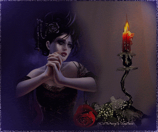 Gif animé gothique femme bougie